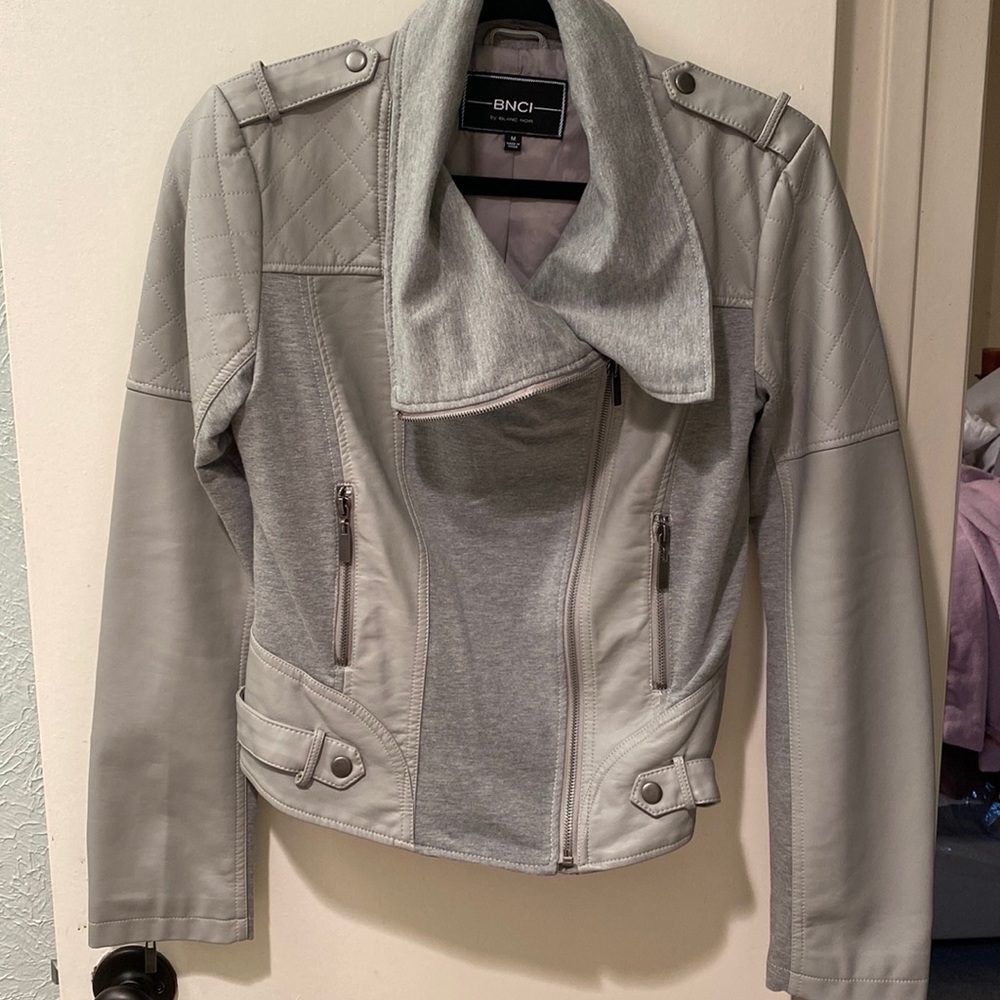 Blanc Noir leather sweatshirt jacket